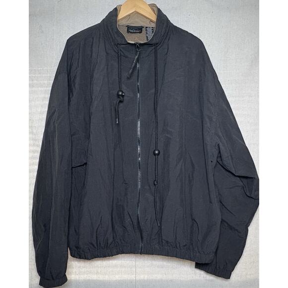 Greg Norman Jacket Mens Sz XL Black Shark Golf Full Zip Up Windbreaker Y2K - Picture 1 of 4